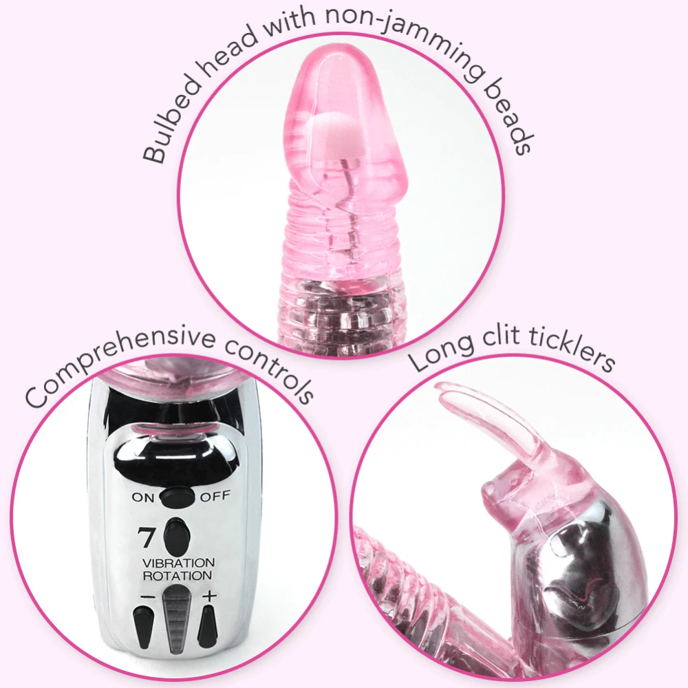Pink B.O.B. #1 Rotating Rabbit Dual-Action Vibrator - Image 3