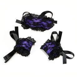 Dark Amour Intimate Bondage Kit For Couples - Silk Lace Blindfold & Cuff Set