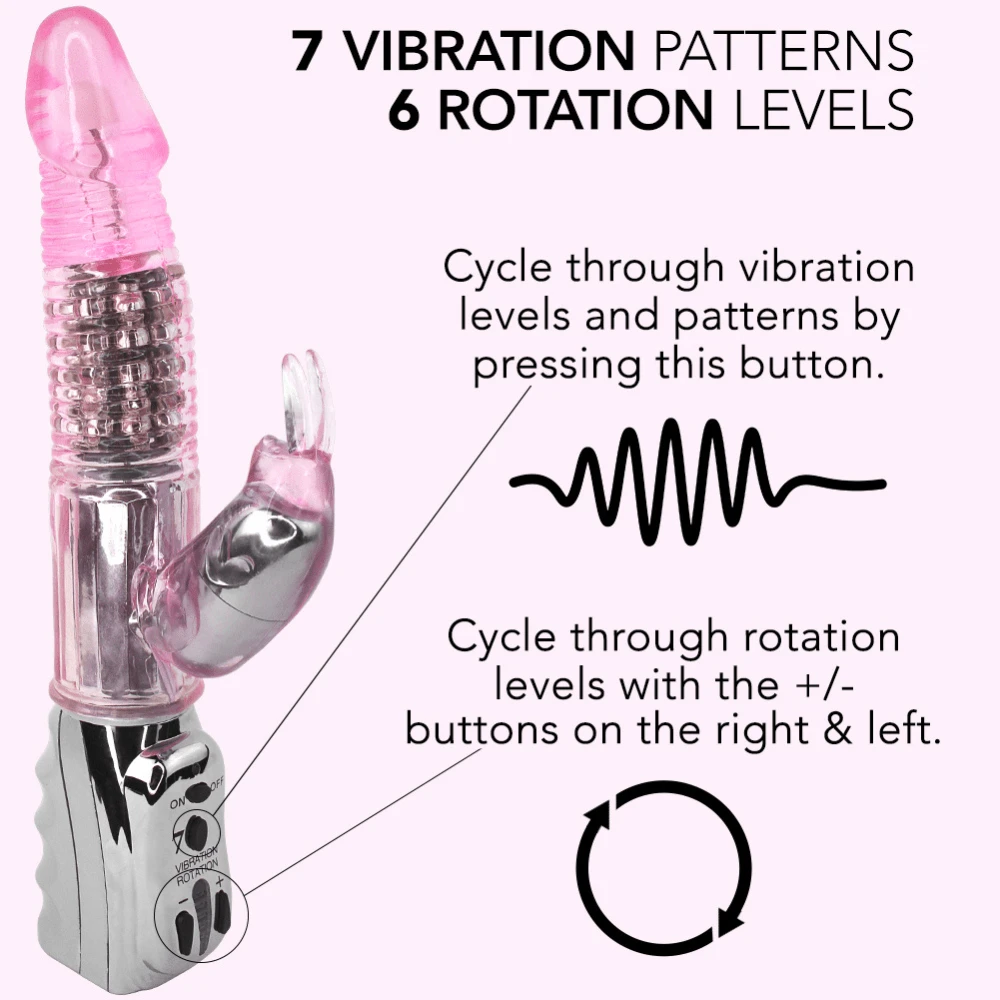 Pink B.O.B. #1 Rotating Rabbit Dual-Action Vibrator - Image 4