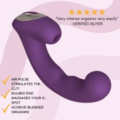 TooTimid.com Double Love Climaxer G-Spot Vibe & Air Pulse Clit Stimulator