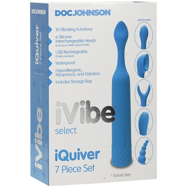 Doc Johnson Silicone Rechargeable Clit Stimulator - 7 Piece Kit! - Image 3