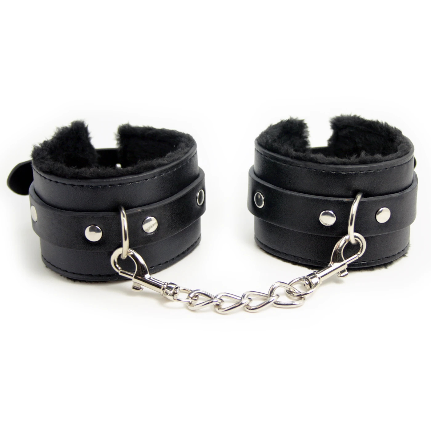 Dark Amour Adjustable Leather Faux Fur Lined Wrist Cuffs - Image 4