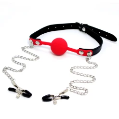 Dark Amour Silicone Ball Gag & Nipple Clamps