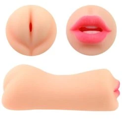 Pink B.O.B. Blowjob And Pussy Dual Ended Stroker With Built In Cock Ring!