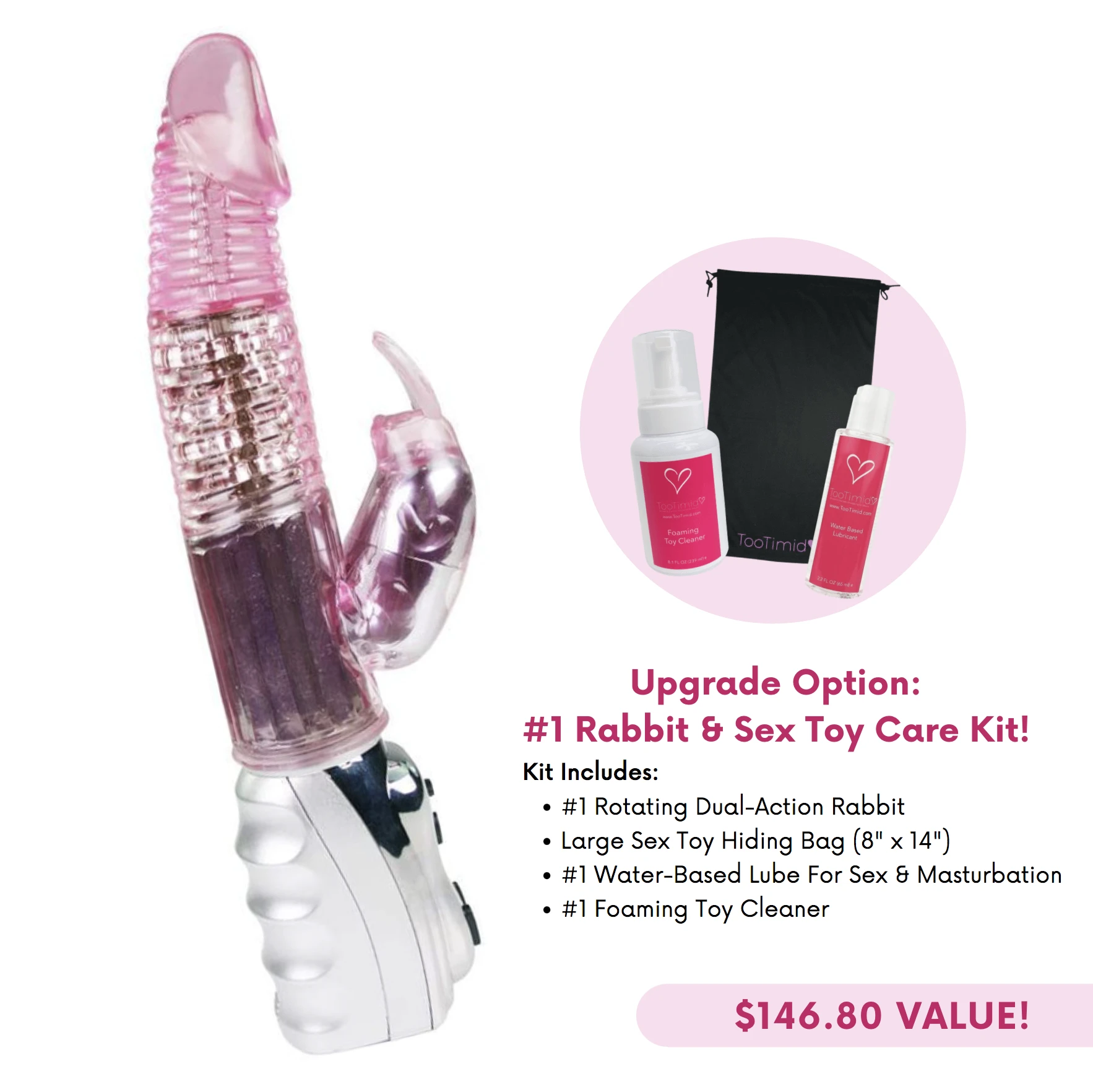 Pink B.O.B. #1 Rotating Rabbit Dual-Action Vibrator - Image 11
