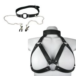 Dark Amour Harness With Gag & Nipple Clamps Set
