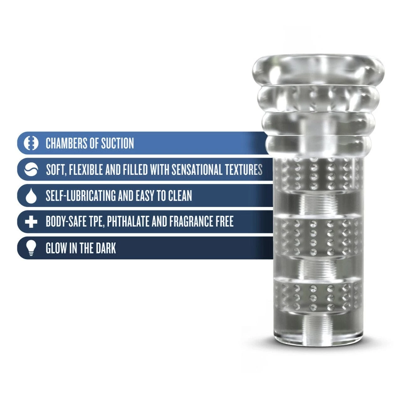 Blush Novelties Clear Glow-In-The-Dark Self Lubricating Stroker - Image 3