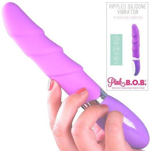 Pink B.O.B. Rippled Silicone Vibrator - Image 6